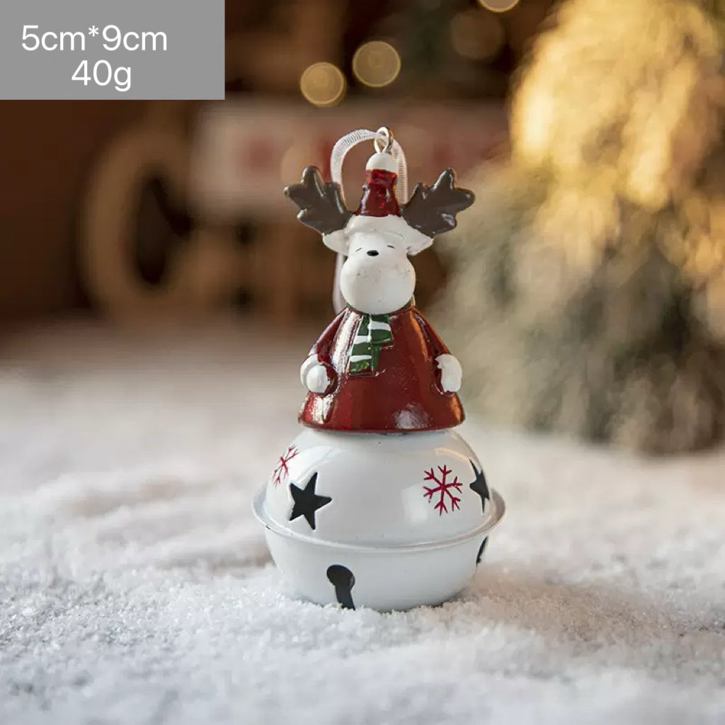 Iron Reindeer on White Bell Christmas Ornament