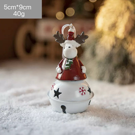Iron Reindeer on White Bell Christmas Ornament
