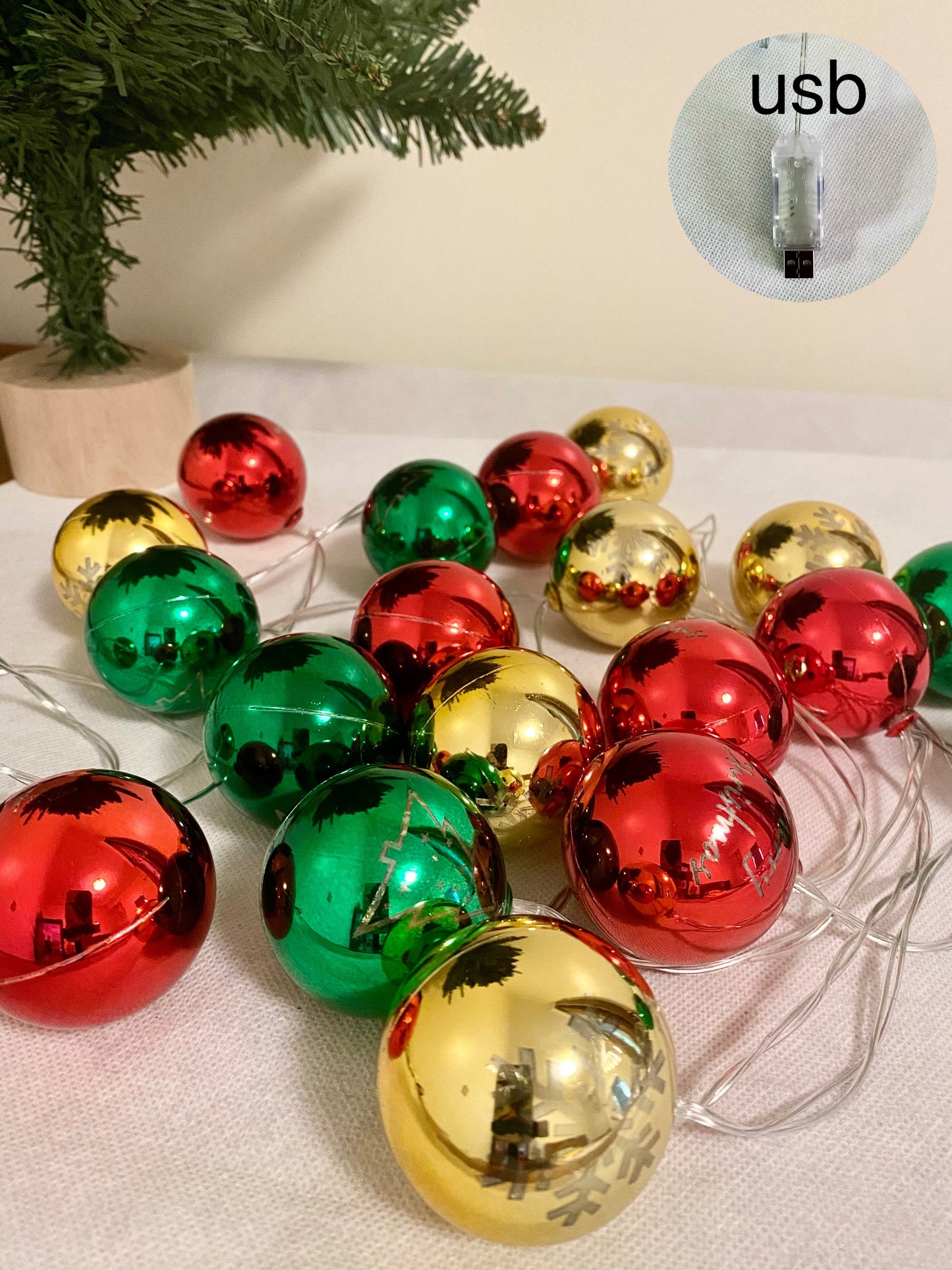 Christmas Ball String Lights - 3M Length with 20 Lights-USB