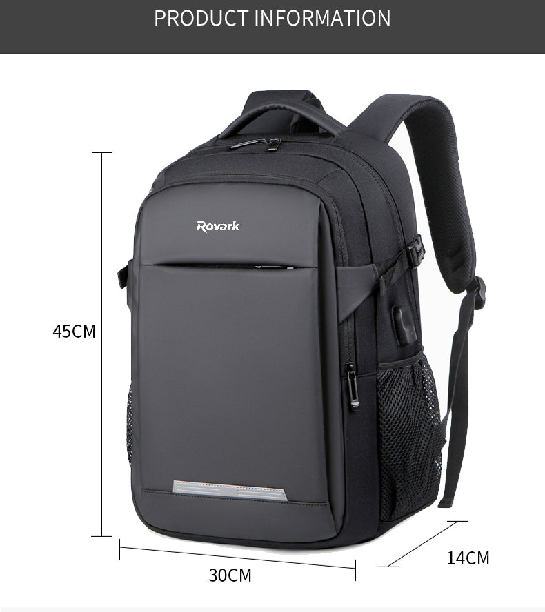 Rovark ProTech Business Laptop Backpack – USB Charging Port, Headphone Cable Port