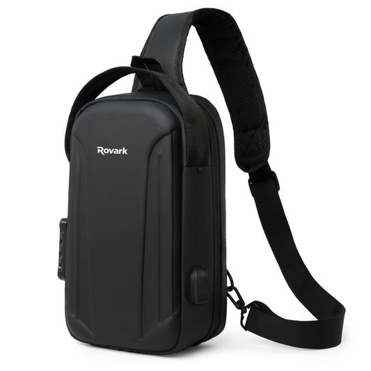 Rovark UrbanSling Bag with Combination Lock, USB Charging Port