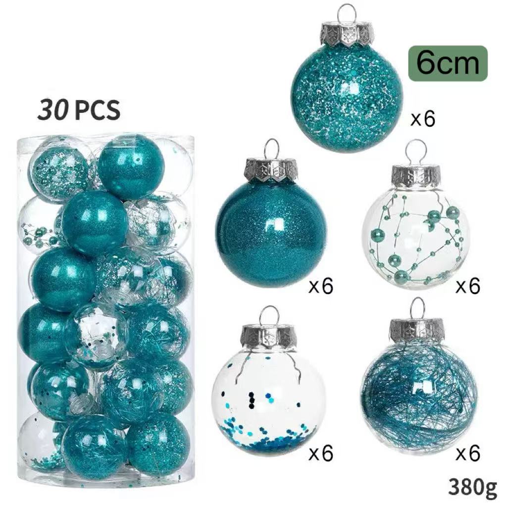 Blue Christmas Baubles Set Ornaments - 30PCS