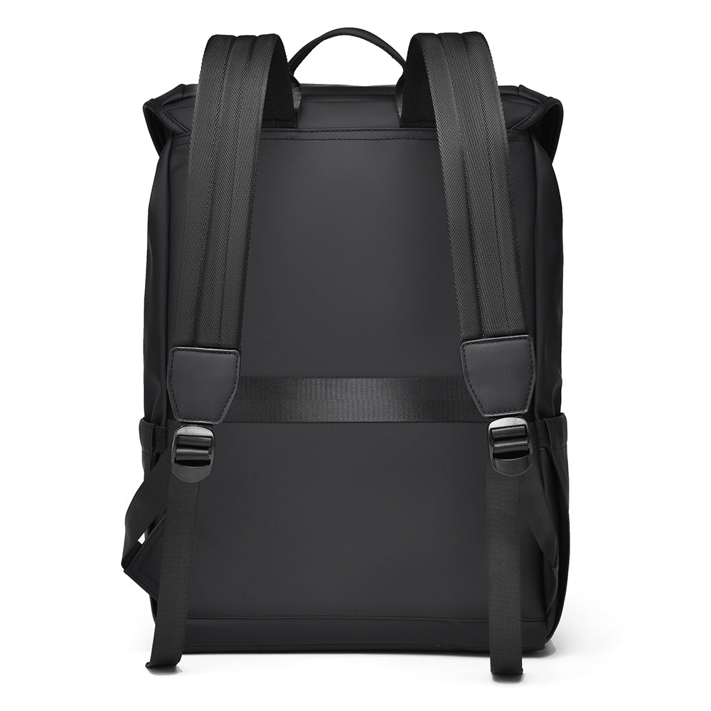 Flap Top Laptop Backpack Large Capacity Work University Travel Bag with Trolley Sleeve, Black