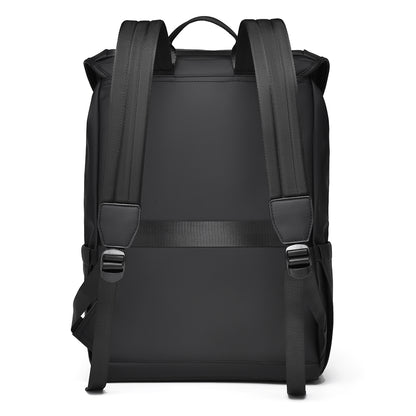 Flap Top Laptop Backpack Large Capacity Work University Travel Bag with Trolley Sleeve, Black