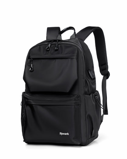Rovark Slim Casual Backpack – USB Charging Port Black