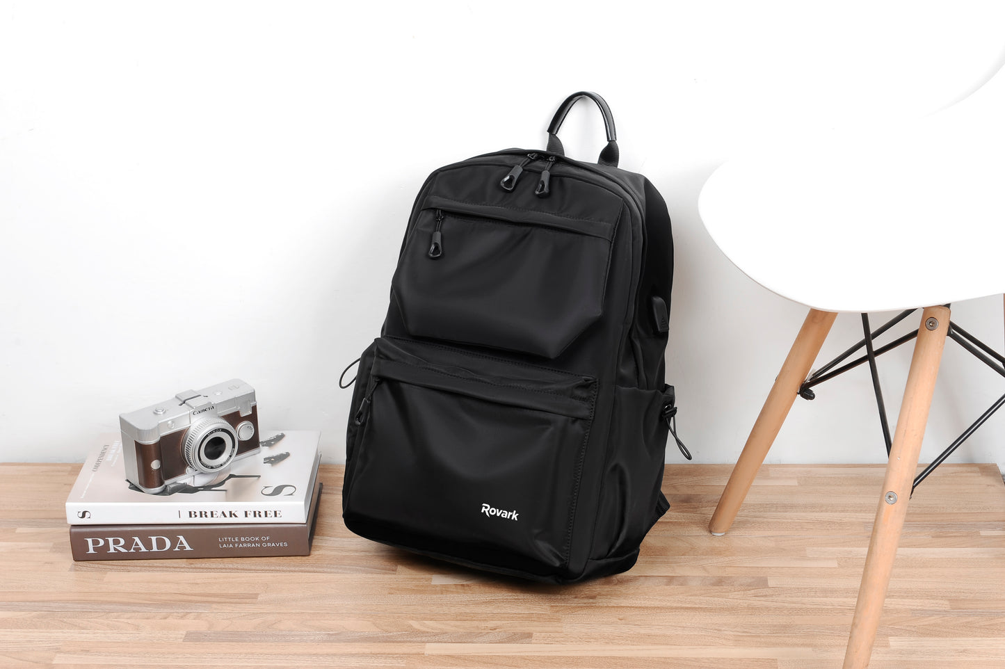 Rovark Slim Casual Backpack – USB Charging Port Black