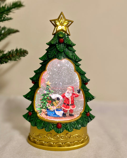 Magical Christmas Tree Snow Globe Music Box (Dreamy Lights & Auto-Snow) USB/Battery