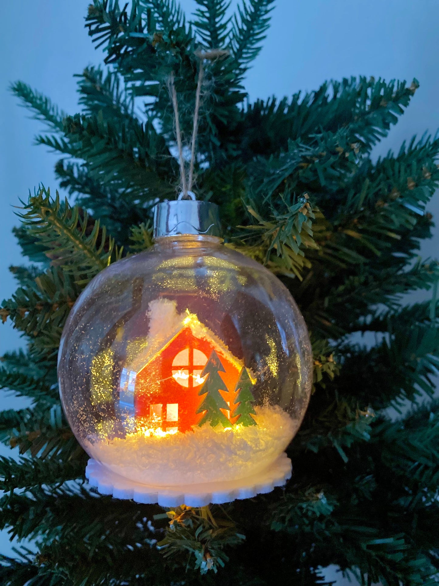 Lighted Snow Globe Christmas Ornament — Plastic