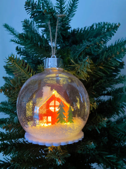 Lighted Snow Globe Christmas Ornament — Plastic