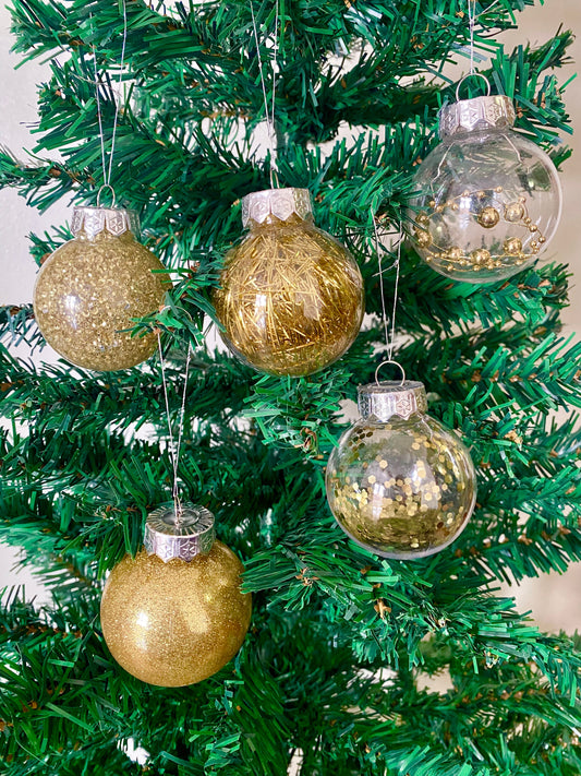 Golden Christmas Baubles Set  Ornaments - 30PCS