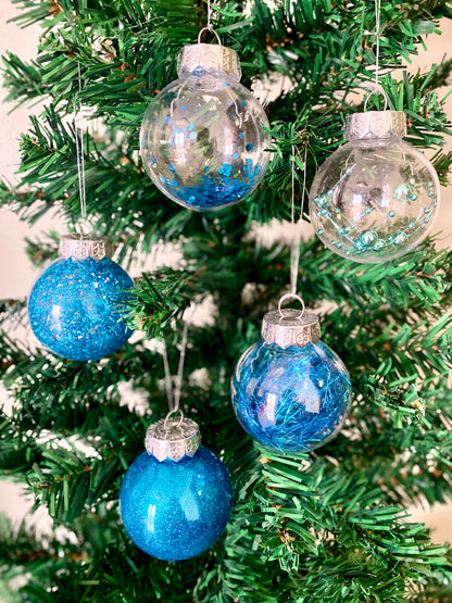 Blue Christmas Baubles Set Ornaments - 30PCS