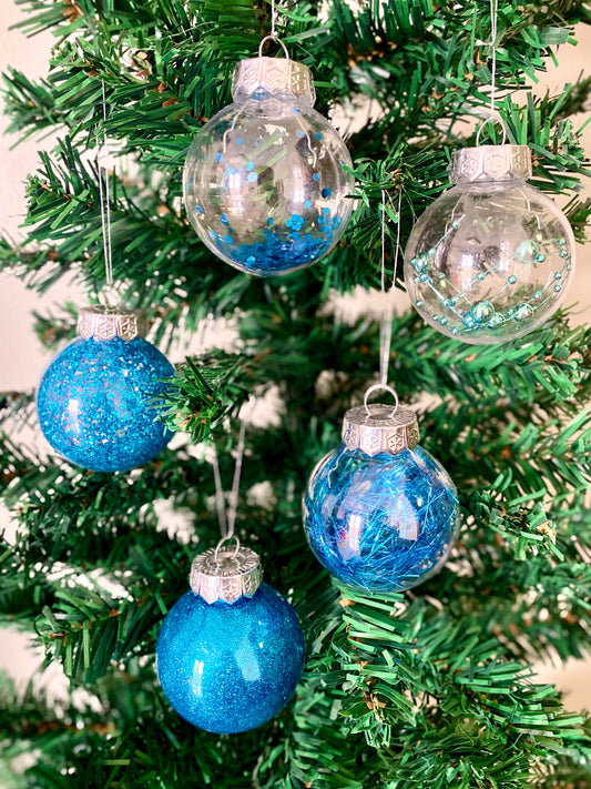 Blue Christmas Baubles Set Ornaments - 30PCS