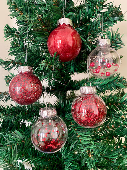 Red Christmas Bauble Set Ornaments —30PCS