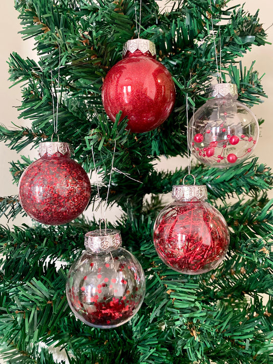 Red Christmas Bauble Set Ornaments —30PCS