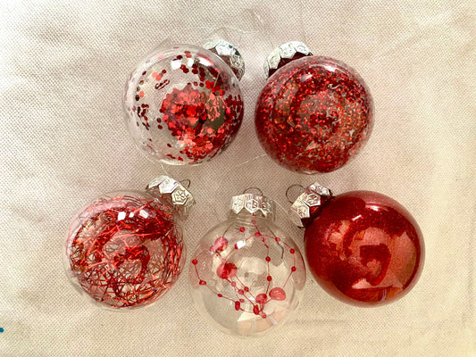 Red Christmas Bauble Set Ornaments —30PCS