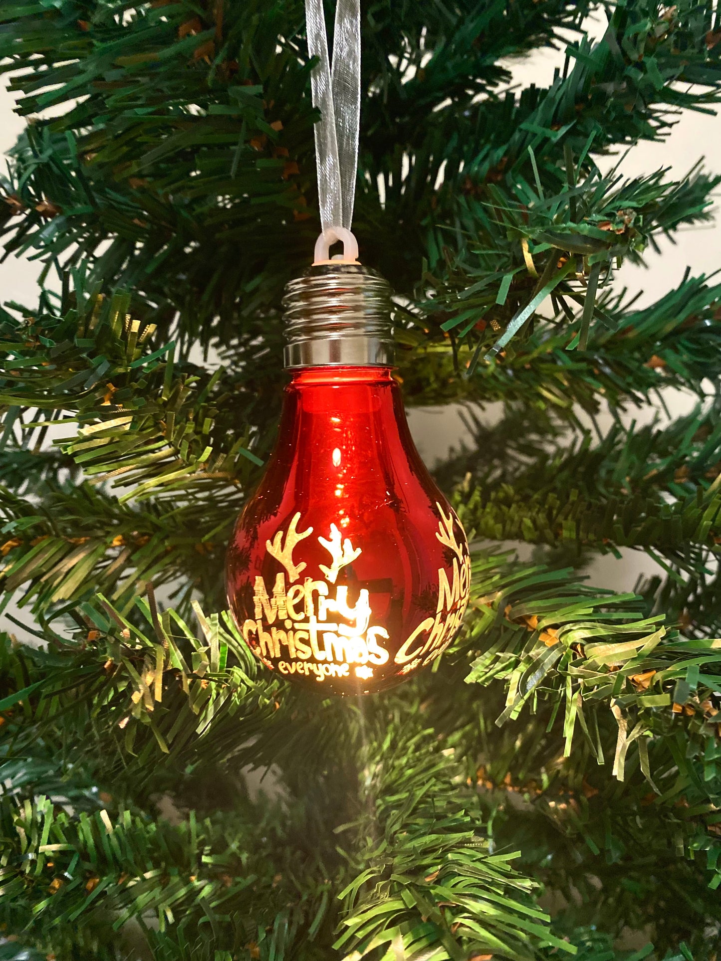 Lighted Red Bulb - Shaped Christmas Ornament