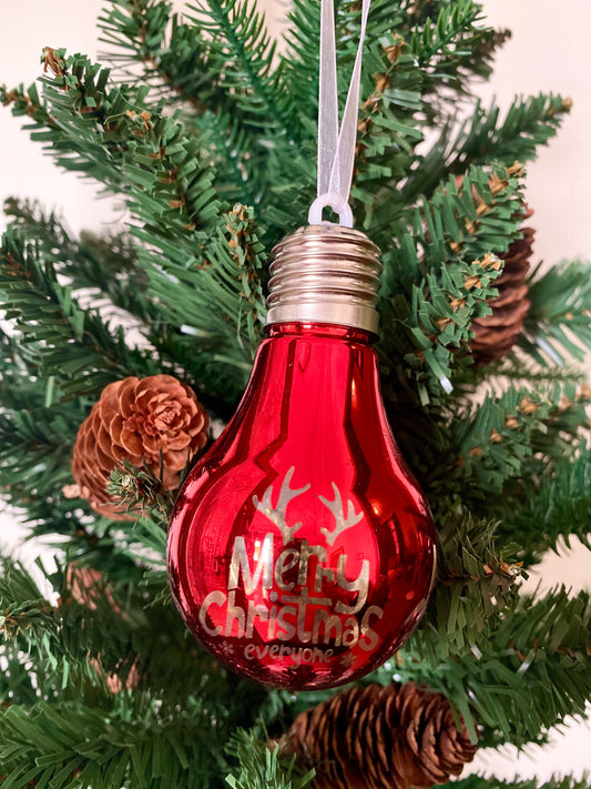 Lighted Red Bulb - Shaped Christmas Ornament