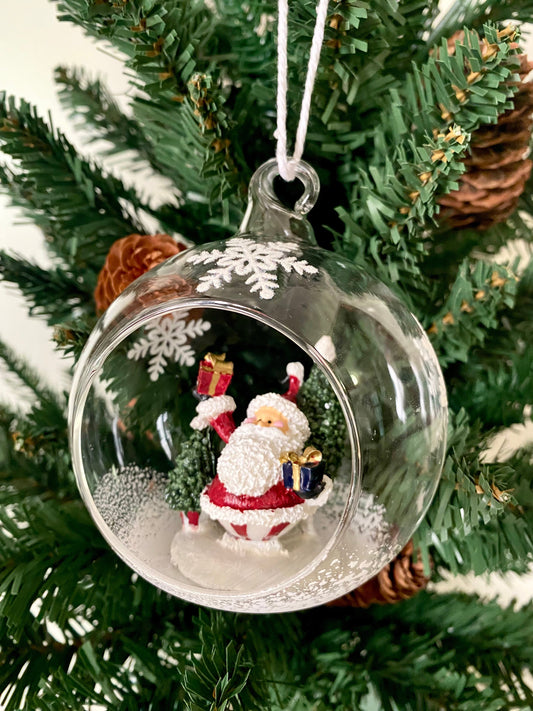 Santa Claus Snow Globe Christmas Ornament — Glass