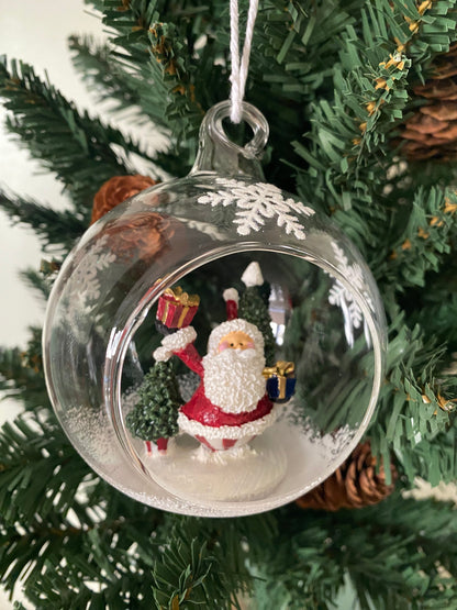 Santa Claus Snow Globe Christmas Ornament — Glass