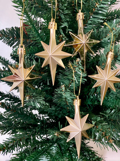 Golden Star - Shaped Christmas Tree Ornaments - 12PCS