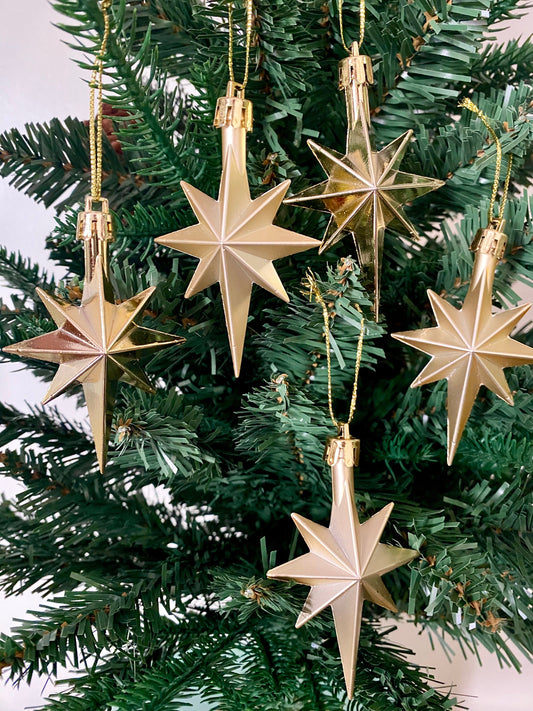Golden Star - Shaped Christmas Tree Ornaments - 12PCS