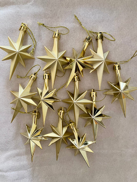 Golden Star - Shaped Christmas Tree Ornaments - 12PCS
