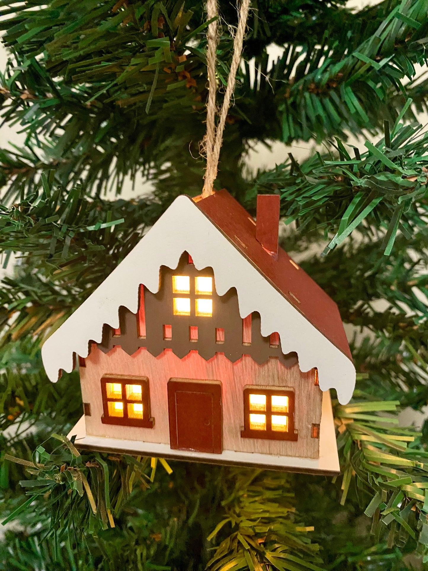 Light - up Wooden House Christmas Ornament