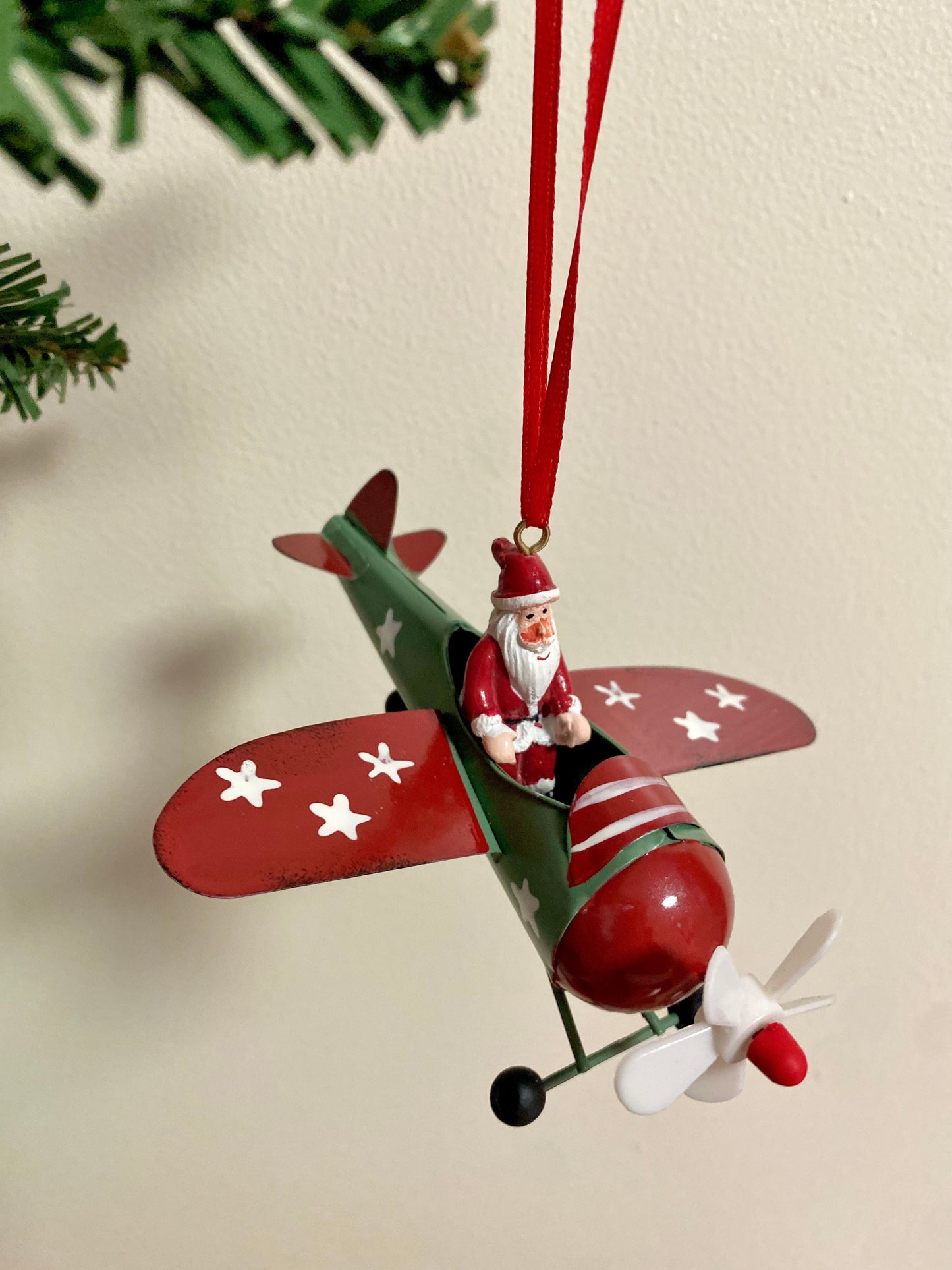Santa - on - Airplane Christmas Ornament