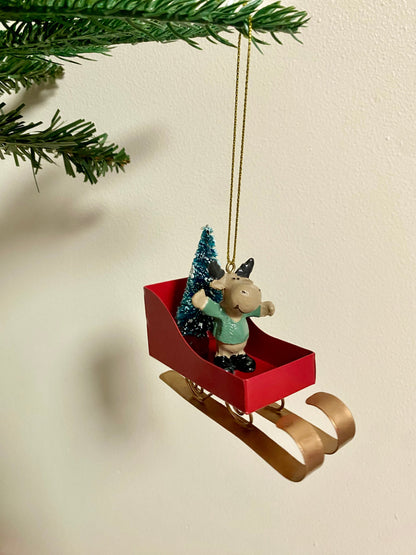 Reindeer - in - Sleigh Christmas Ornament