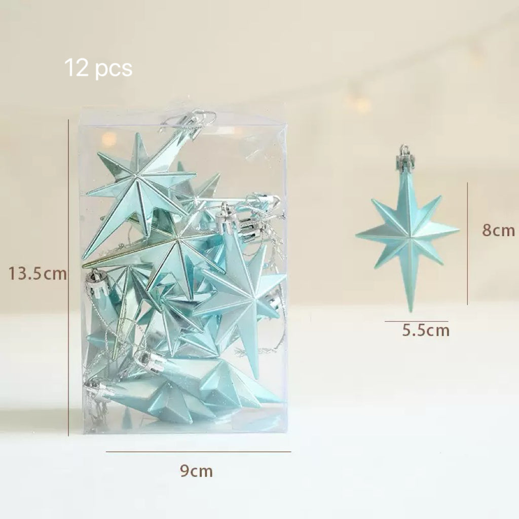 Blue Star - Shaped Christmas Tree Ornaments -  12PCS