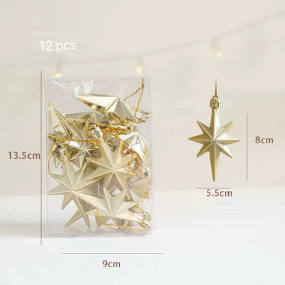 Golden Star - Shaped Christmas Tree Ornaments - 12PCS