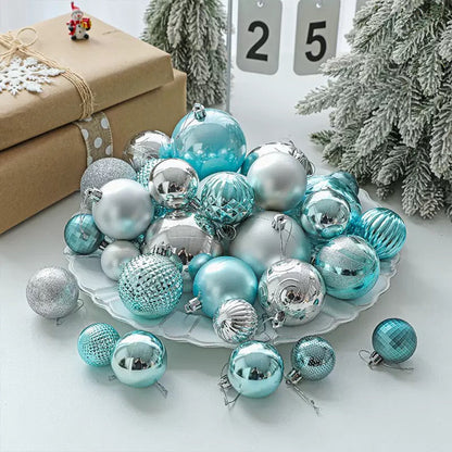 Blue & Silver Christmas Bauble Set Ornaments - 34PCS