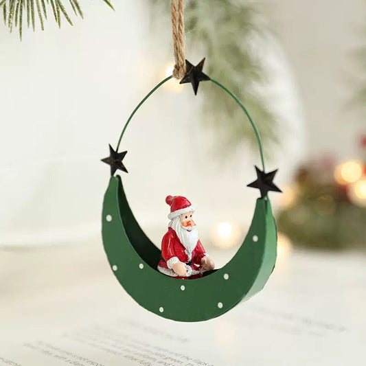 Crescent  Santa Christmas Ornament