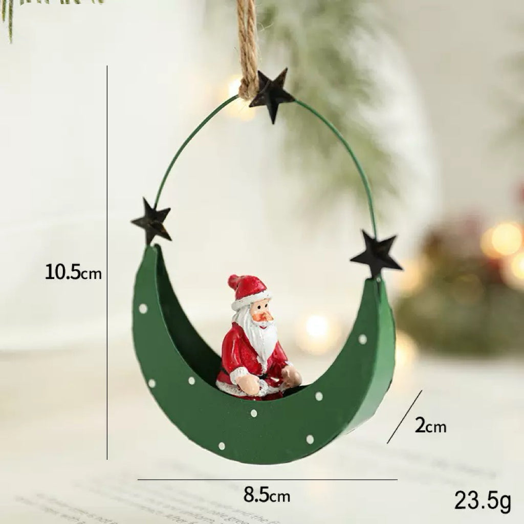 Crescent  Santa Christmas Ornament