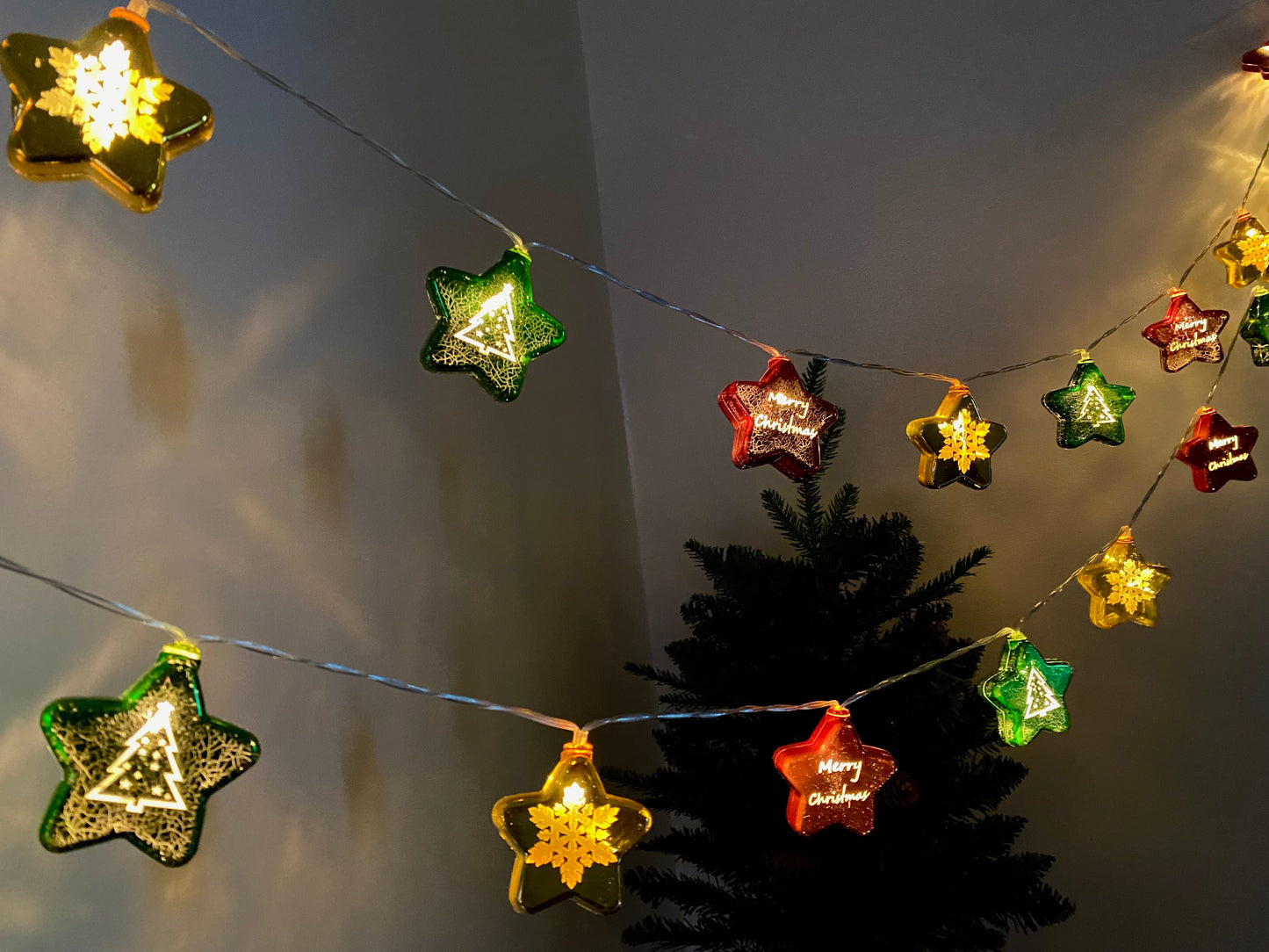 Christmas Star String Lights - 3M Length with 20 Stars - USB
