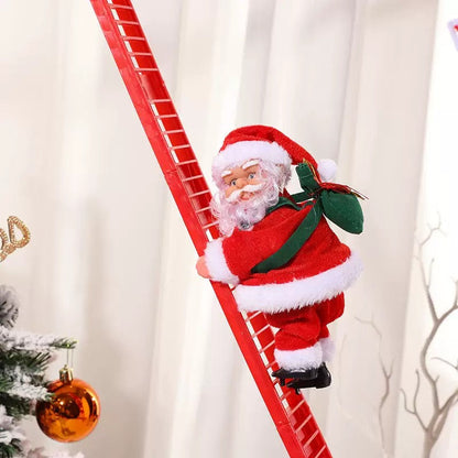 Electric Climbing Santa Claus  Christmas Decoration with Music and Light - Ladder