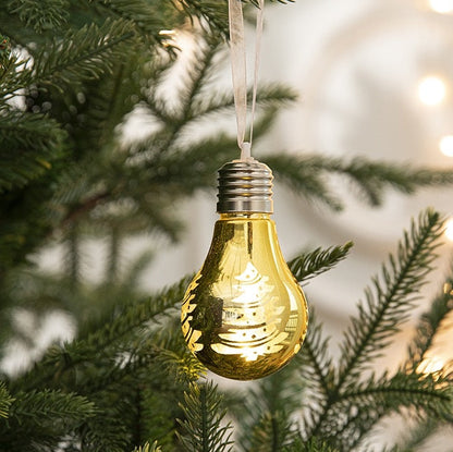 Lighted Golden Bulb Christmas Ornament