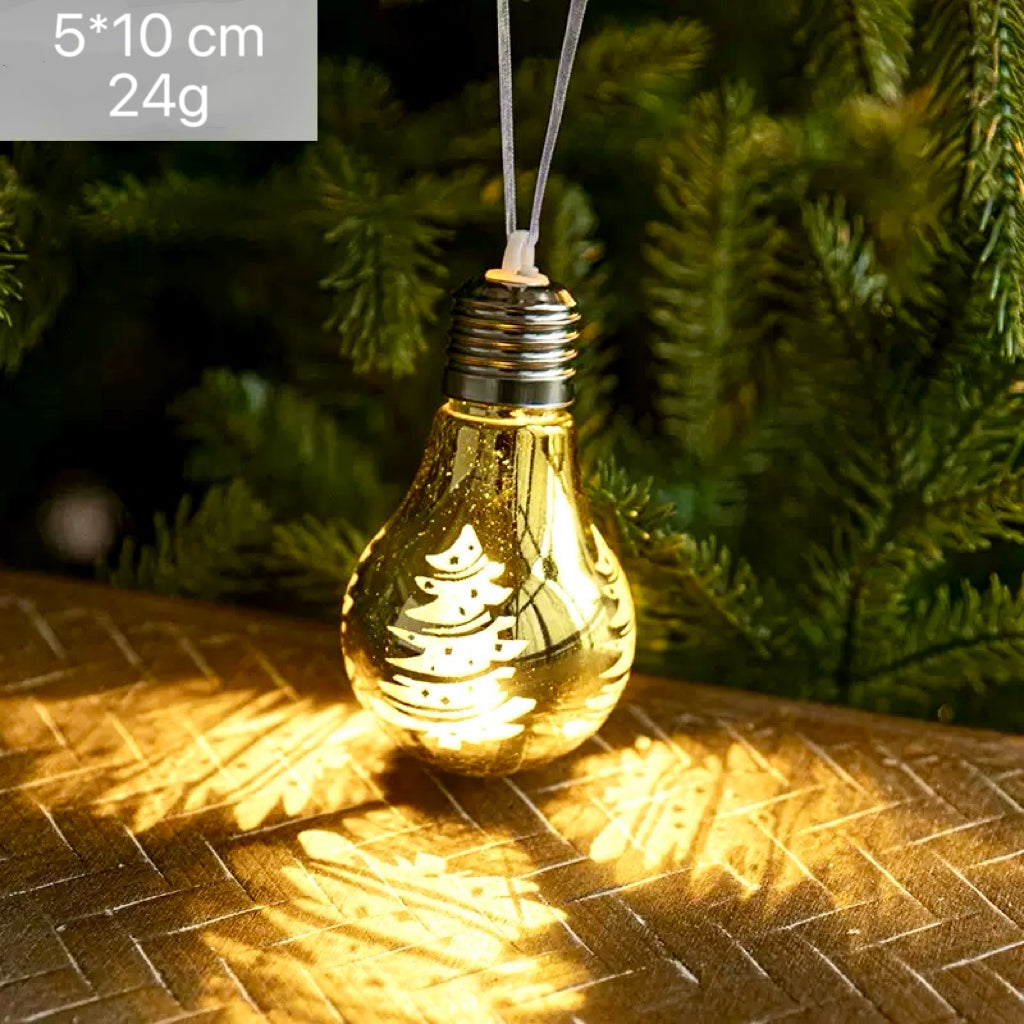 Lighted Golden Bulb Christmas Ornament