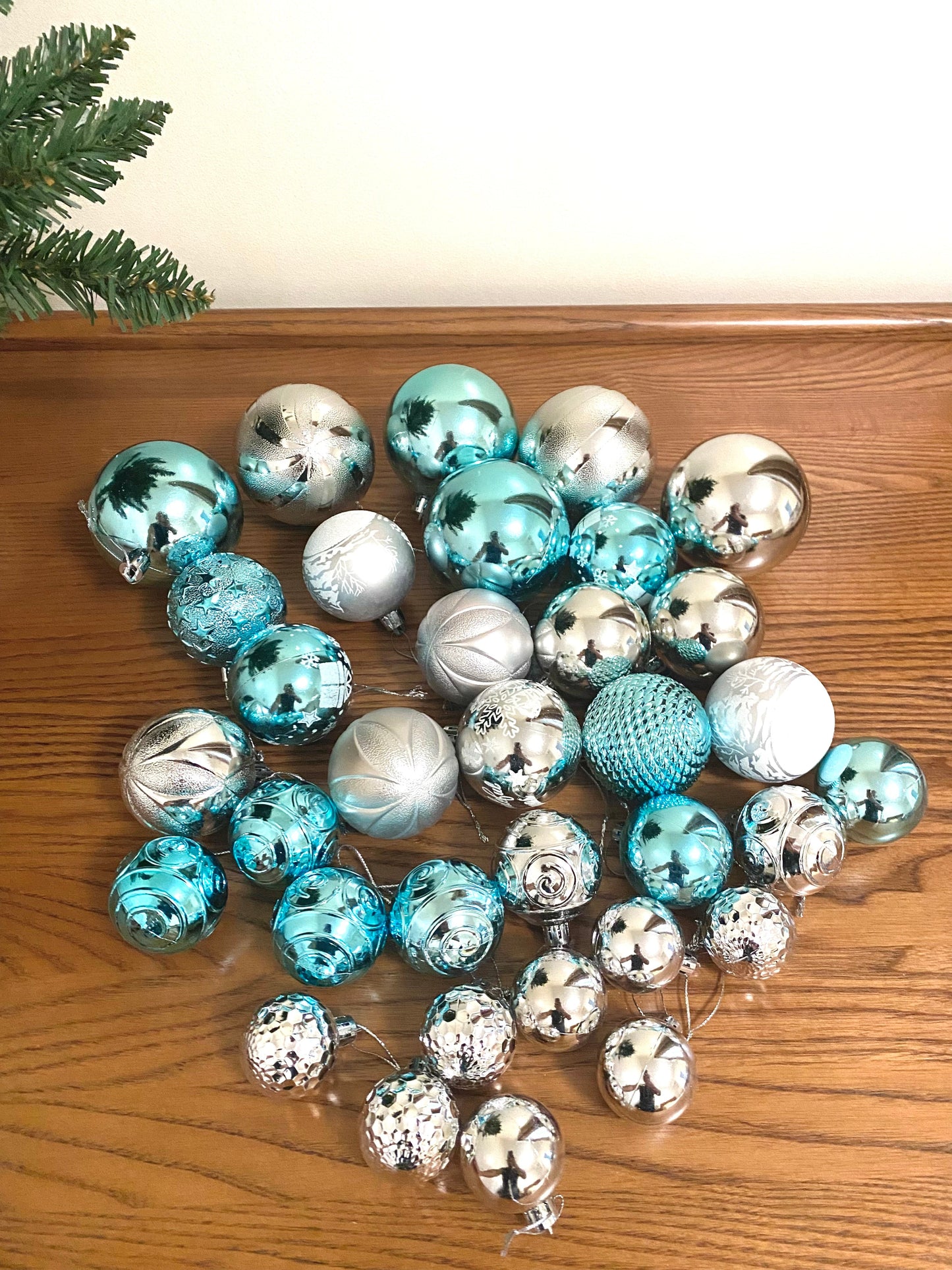 Blue & Silver Christmas Bauble Set Ornaments - 34PCS
