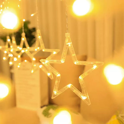 Star Curtain String Lights - 3.5M Length with 138 Lights (12 Star light Decorations) USB /Battery