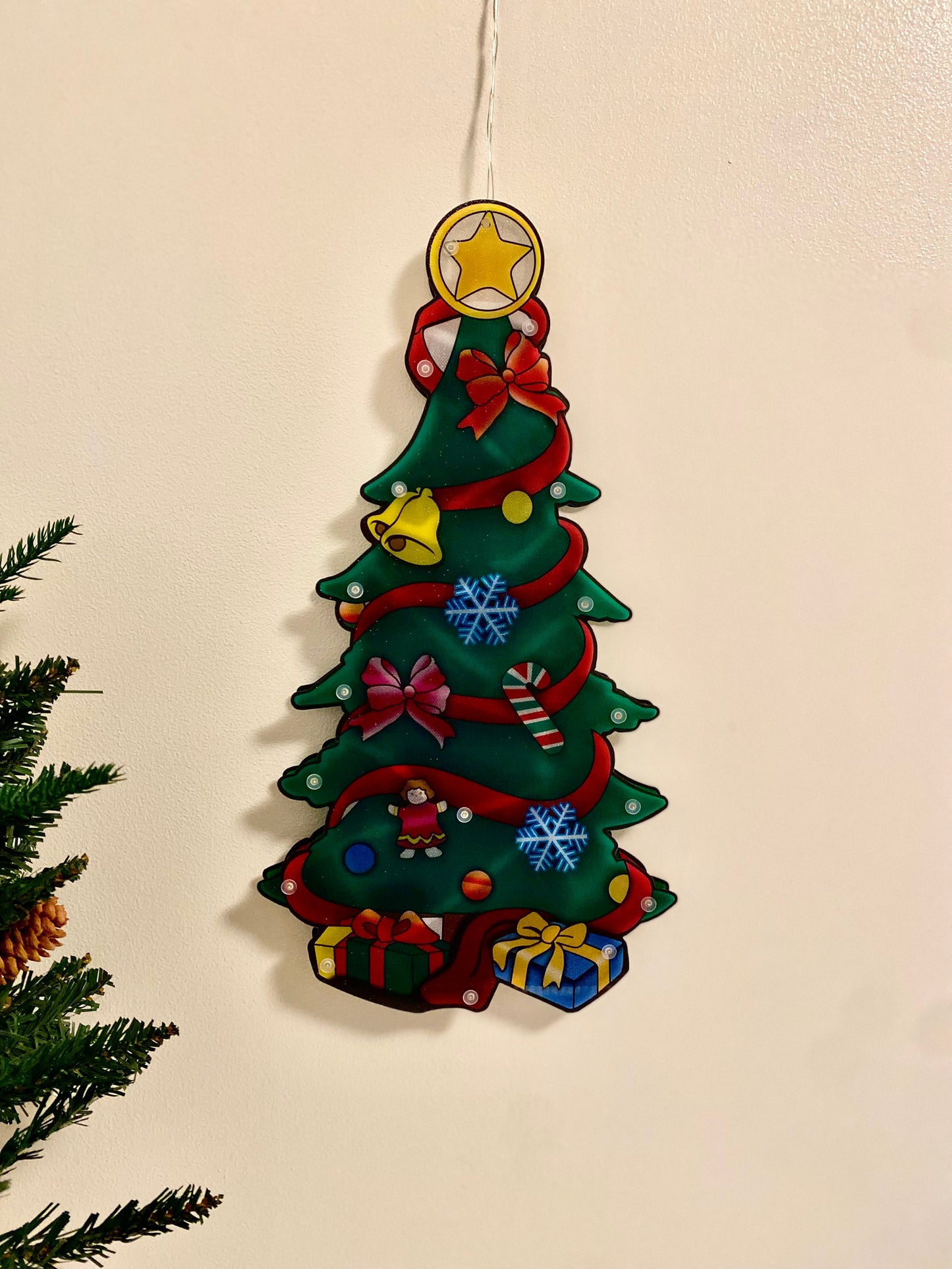 Christmas Tree Window Hanging Light Decor