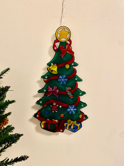 Christmas Tree Window Hanging Light Decor