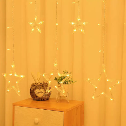 Star Curtain String Lights - 3.5M Length with 138 Lights (12 Star light Decorations) USB /Battery