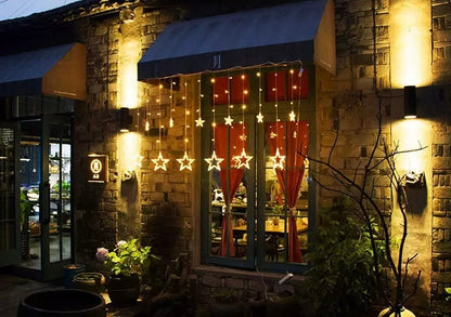 Star Curtain String Lights - 3.5M Length with 138 Lights (12 Star light Decorations) USB /Battery