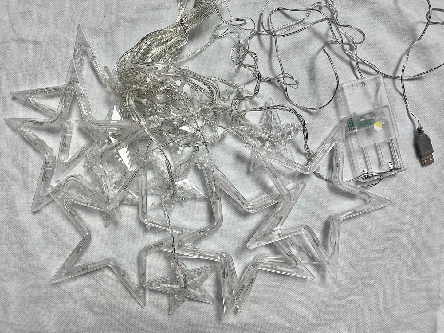 Star Curtain String Lights - 3.5M Length with 138 Lights (12 Star light Decorations) USB /Battery