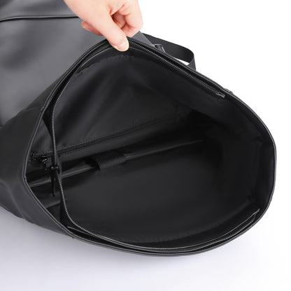 Roll Top Laptop Backpack Water-Resistant Commuter Travel Bag Black