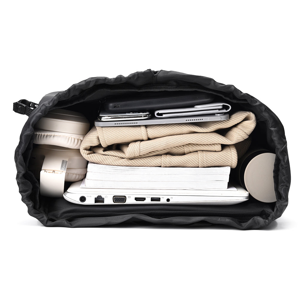 Flap Top Laptop Backpack Large Capacity Work University Travel Bag with Trolley Sleeve, Black