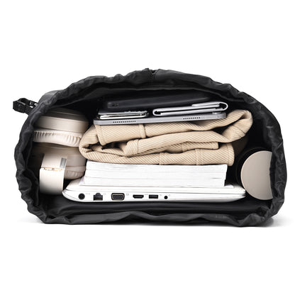 Flap Top Laptop Backpack Large Capacity Work University Travel Bag with Trolley Sleeve, Black