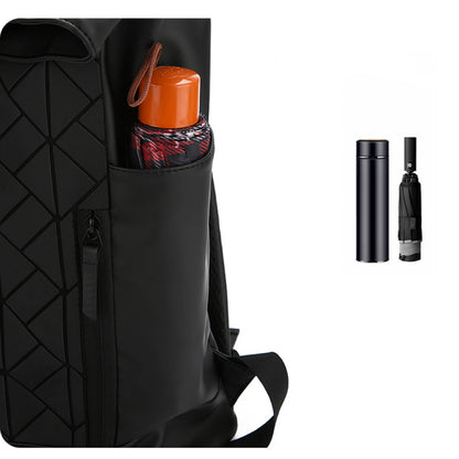 Roll Top Laptop Backpack Water-Resistant Commuter Travel Bag Black