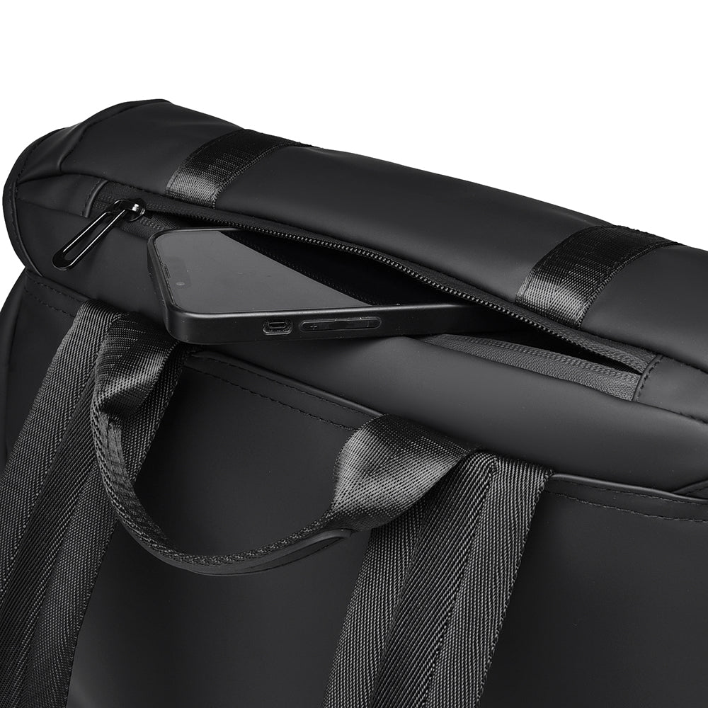 Flap Top Laptop Backpack Large Capacity Work University Travel Bag with Trolley Sleeve, Black
